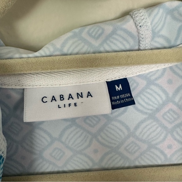 CABANA LIFE Preppy Blue/Pink Geo Drawstring Hooded Coverup Dress UPF 50 Size M - Picture 4 of 8